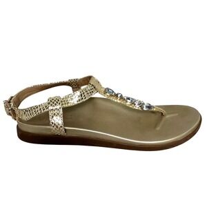 Vionic Gold Embellished Snake Print Thong Sandals Women's Size 8M